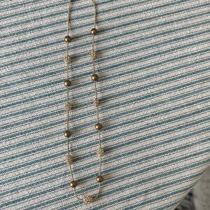 Monet Gold Beaded rhinestone clusters alternating with brown beads Necklace